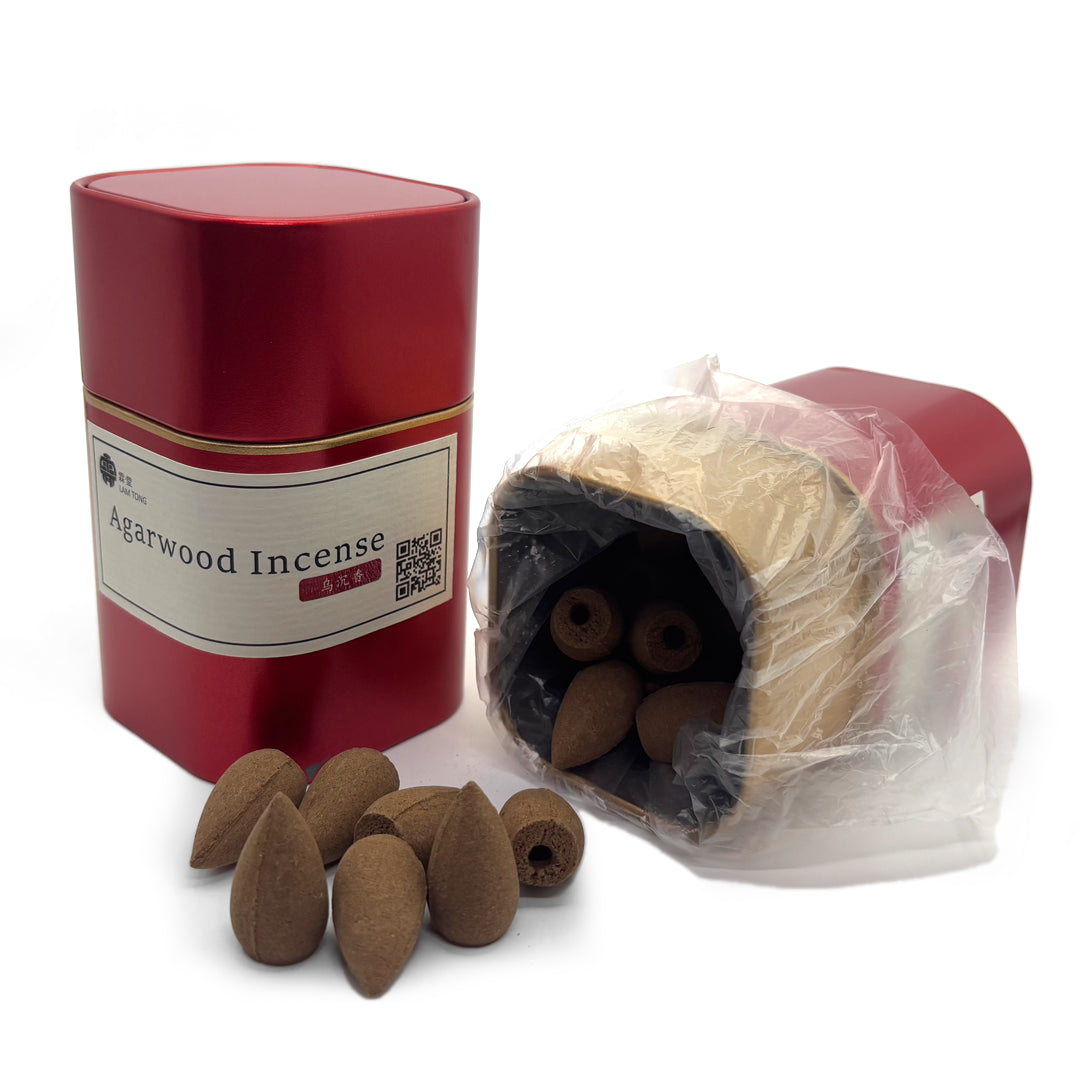 Agarwood backflow incense set with traditional tin packaging