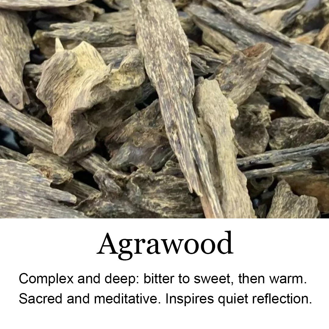 Agarwood chips, premium incense wood, deep and meditative scent