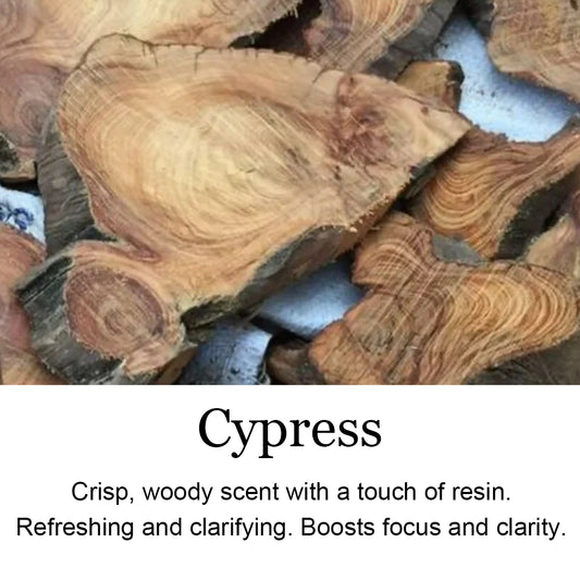 Cypress wood slices, fresh and woody incense material
