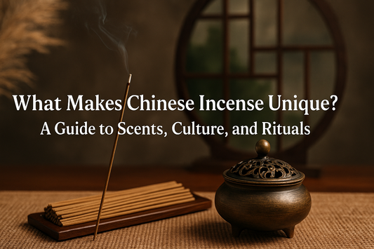 A Chinese incense stick burning on a handcrafted mountain-shaped ceramic holder, symbolizing traditional Eastern rituals.