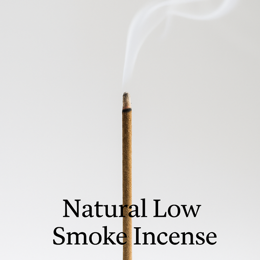 Natural low smoke incense stick with visible smoke and title