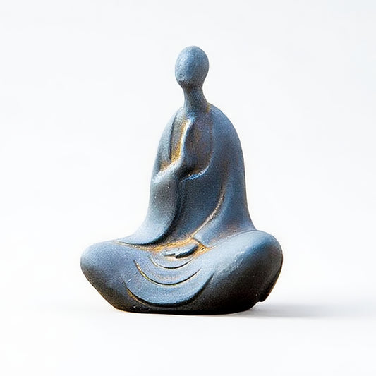 Angled view of No-Face Zen Monk Statue – minimalist zen decor for meditation space